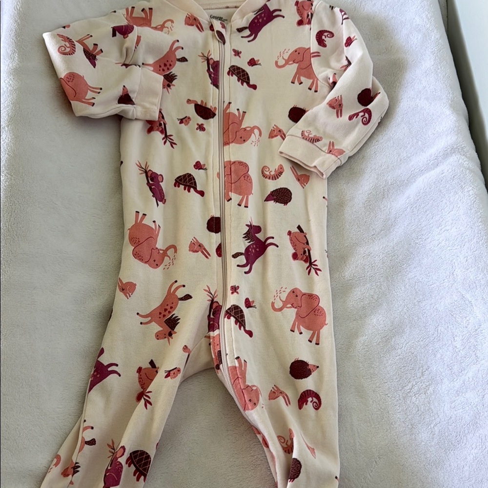 George Pink and Cream Woodland Footies Cozy One Piece